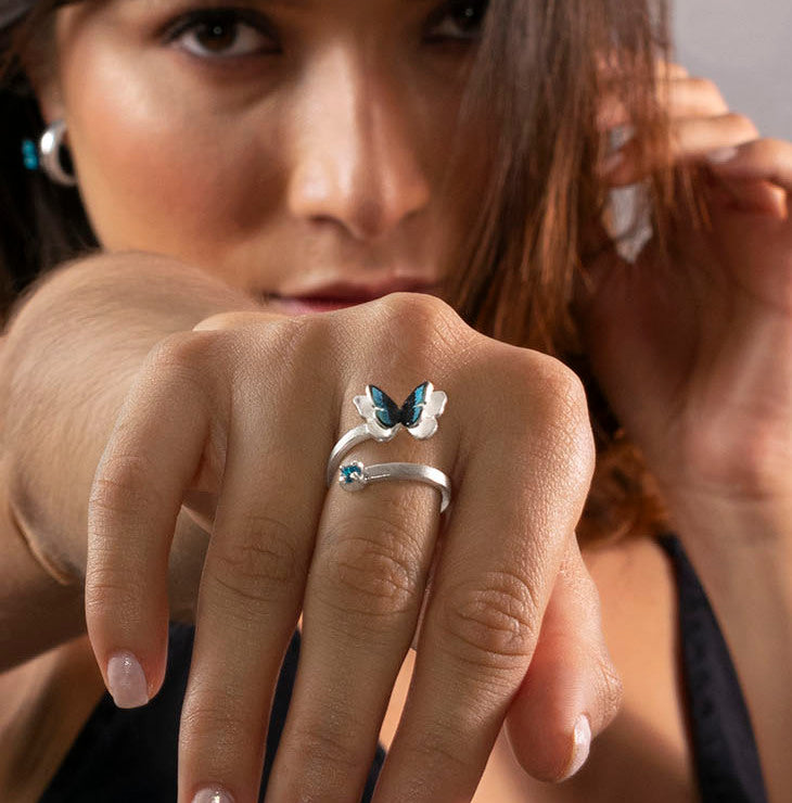 ANILLO MARIPOSA MORPHO Y CIRCON