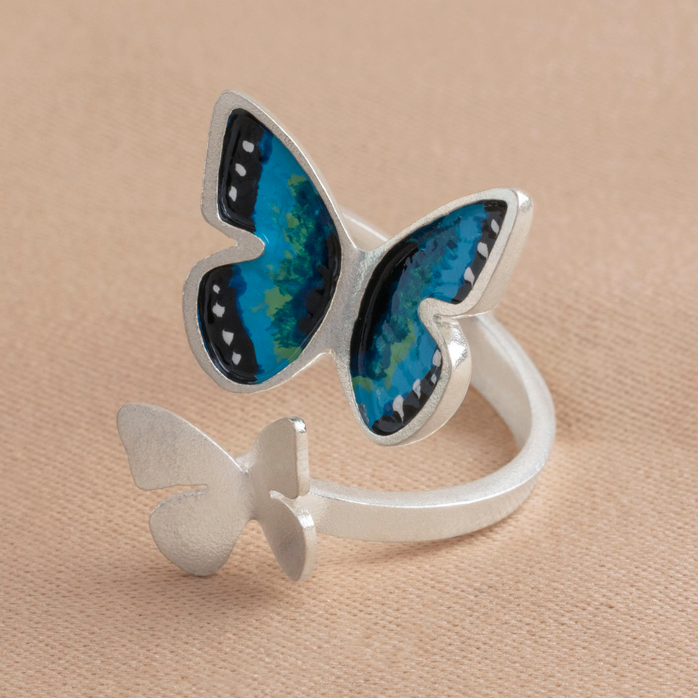 ANILLO MARIPOSA MORPHO GRANDE