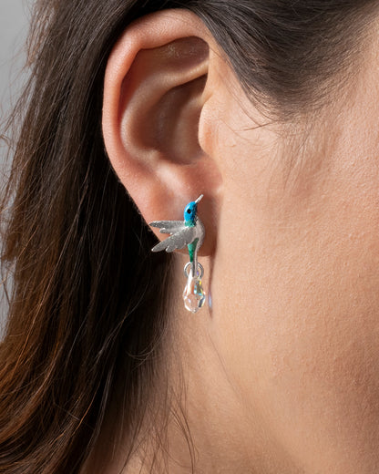 ARETES COLIBRÍ CHILLON CON CRISTALES