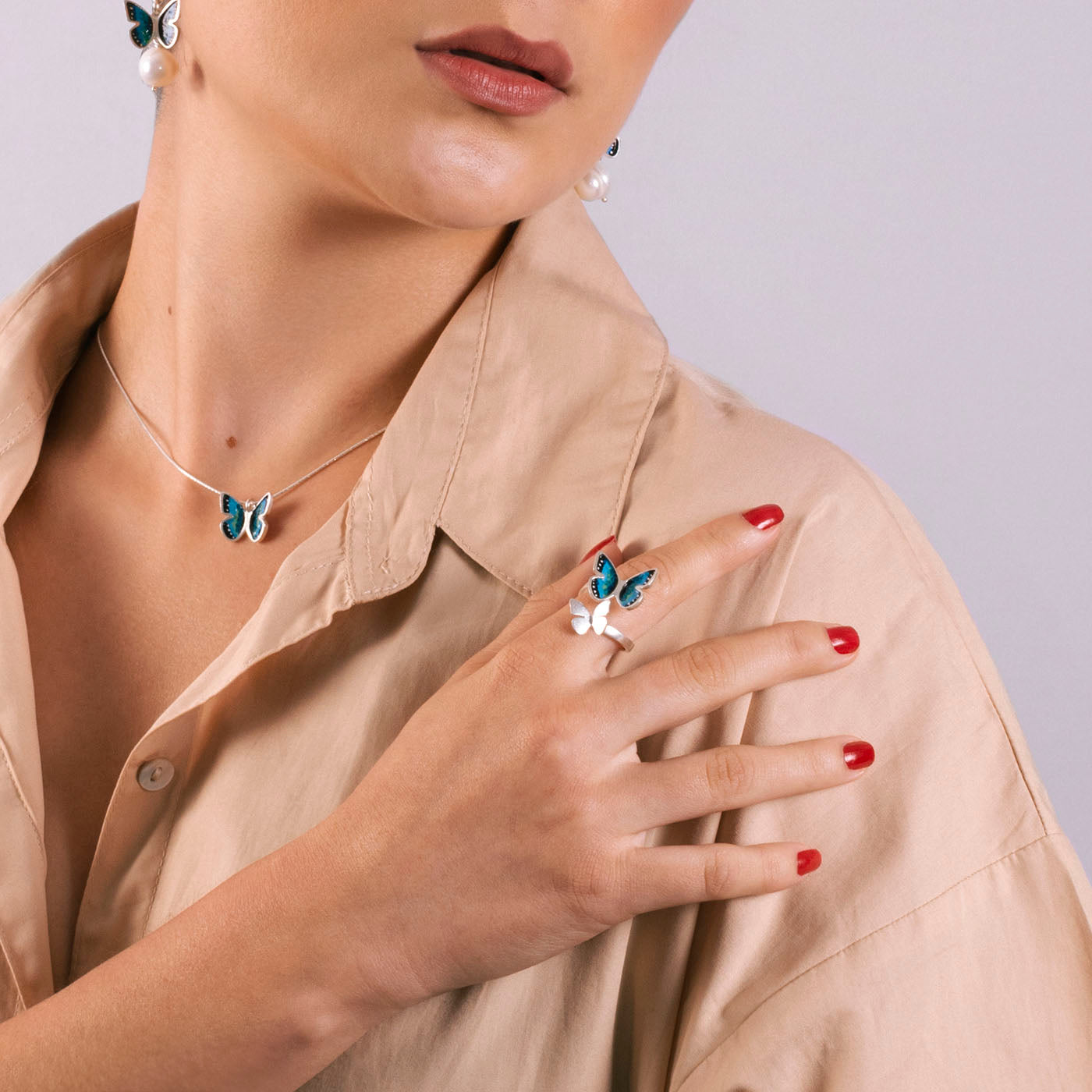 ANILLO MARIPOSA MORPHO GRANDE