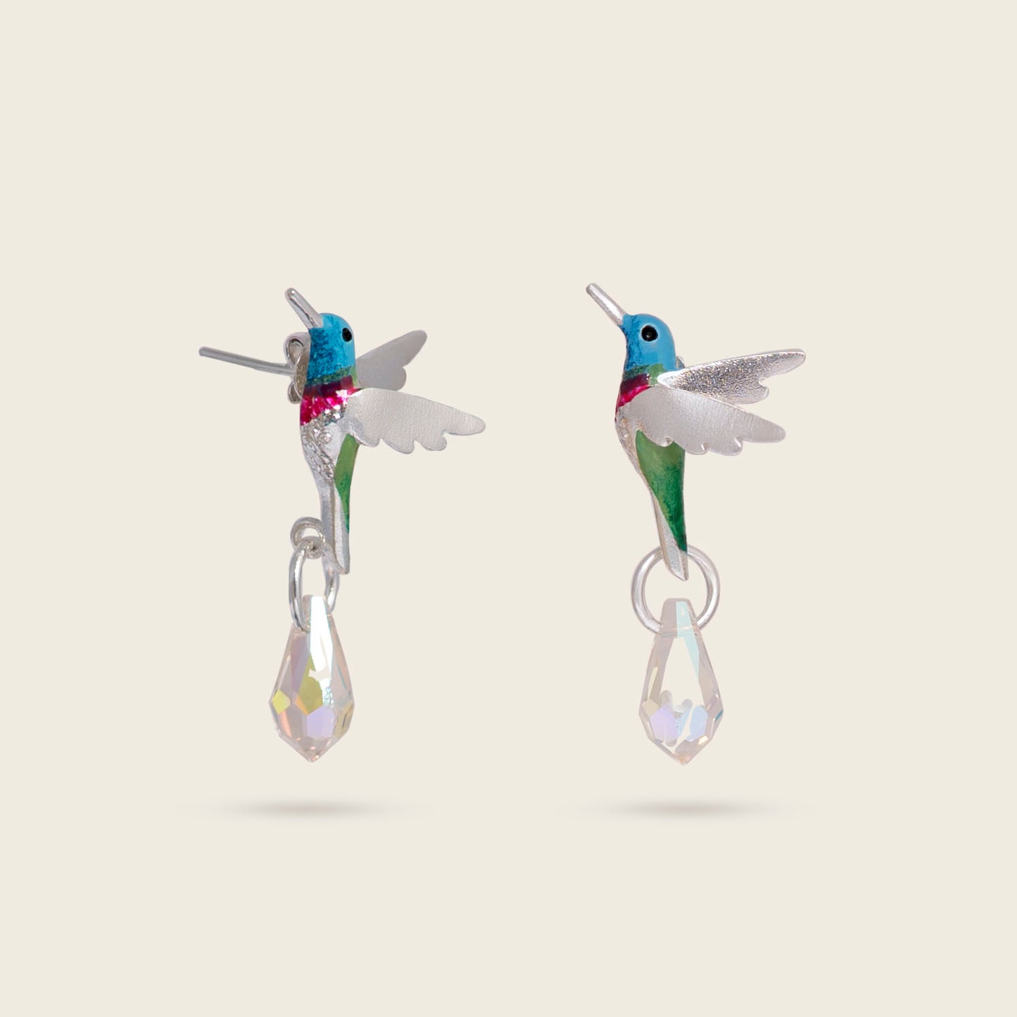 ARETES COLIBRÍ CHILLON CON CRISTALES