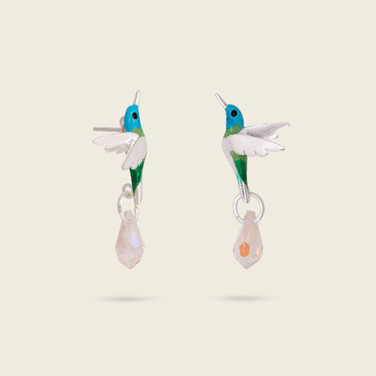 ARETES COLIBRÍ CHILLON CON CRISTALES