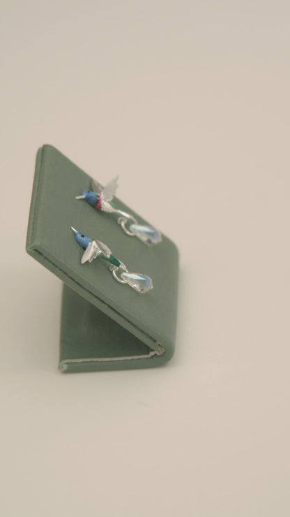 ARETES COLIBRÍ CHILLON CON CRISTALES